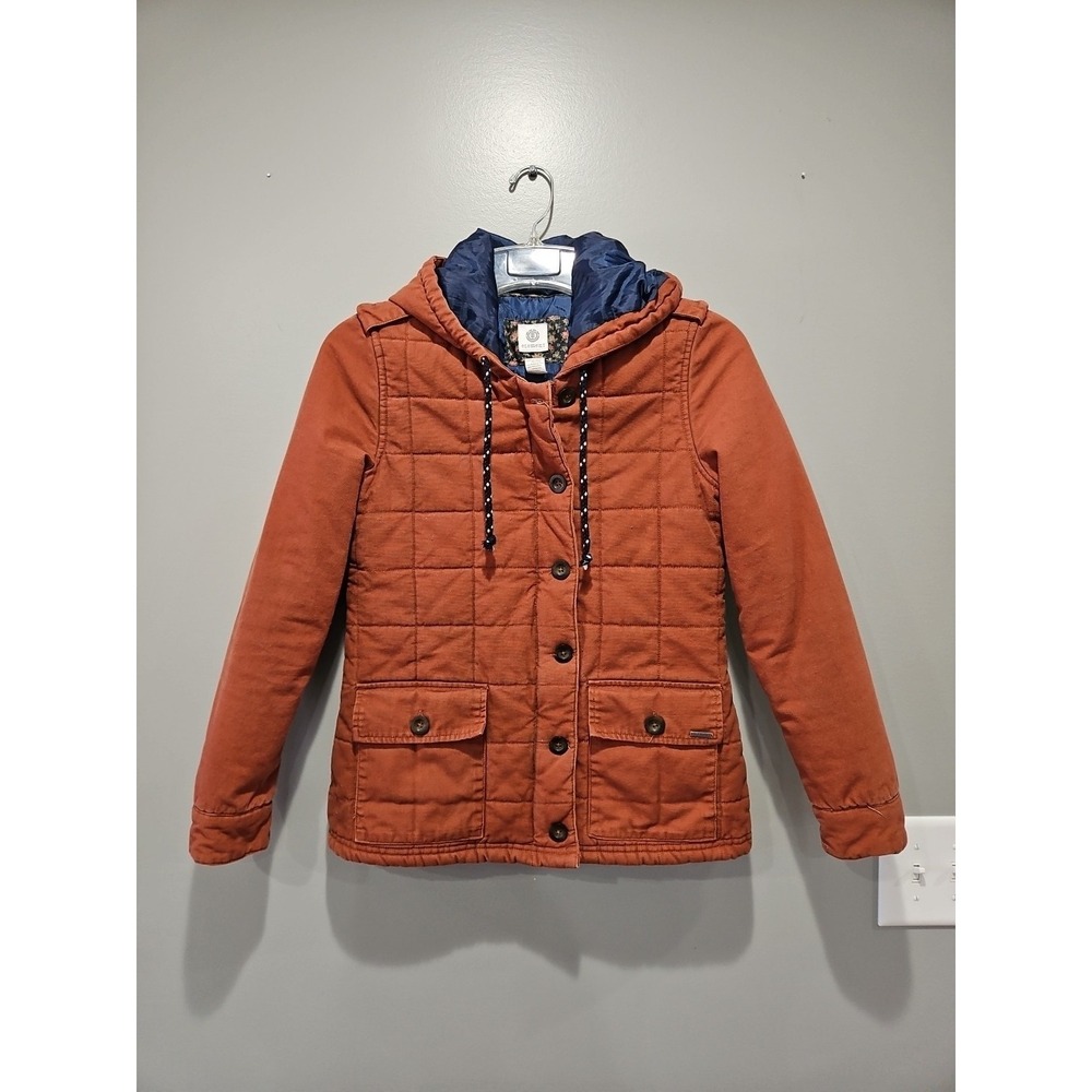 Element Brown Puffer Jacket With Hoddie Womens‎ Size S/P